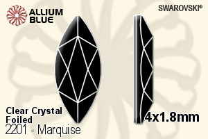 Swarovski Marquise Flat Back No-Hotfix (2201) 4x1.8mm - Clear Crystal With Platinum Foiling - Click Image to Close