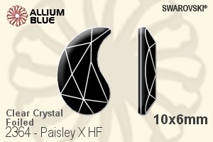 Swarovski Paisley X Flat Back Hotfix (2364) 10x6mm - Clear Crystal With Aluminum Foiling - Click Image to Close