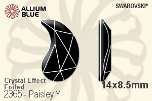 施华洛世奇 Paisley Y 平底石 (2365) 14x8.5mm - 白色（半涂层） 白金水银底 - 关闭视窗 >> 可点击图片