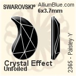 Swarovski Paisley Y Flat Back No-Hotfix (2365) 14x8.5mm - Clear Crystal With Platinum Foiling