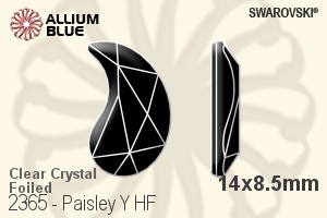 スワロフスキー Paisley Y ラインストーン ホットフィックス (2365) 14x8.5mm - クリスタル 裏面アルミニウムフォイル - ウインドウを閉じる