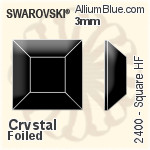 施华洛世奇 正方形 熨底平底石 (2400) 3mm - 颜色（半涂层） 铝质水银底