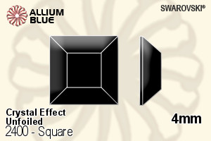 施华洛世奇 正方形 平底石 (2400) 4mm - 白色（半涂层） 无水银底