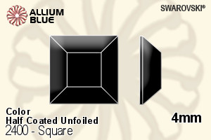 スワロフスキー Square ラインストーン (2400) 4mm - カラー（ハーフ　コーティング） 裏面にホイル無し - ウインドウを閉じる