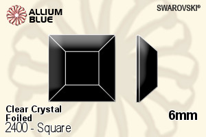 Swarovski Square Flat Back No-Hotfix (2400) 6mm - Clear Crystal With Platinum Foiling - Click Image to Close