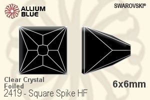 スワロフスキー Square Spike ラインストーン ホットフィックス (2419) 6x6mm - クリスタル 裏面アルミニウムフォイル - ウインドウを閉じる