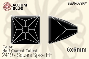 スワロフスキー Square Spike ラインストーン ホットフィックス (2419) 6x6mm - カラー（ハーフ　コーティング） 裏面アルミニウムフォイル - ウインドウを閉じる