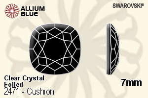 Swarovski Cushion Flat Back No-Hotfix (2471) 7mm - Clear Crystal With Platinum Foiling - Click Image to Close