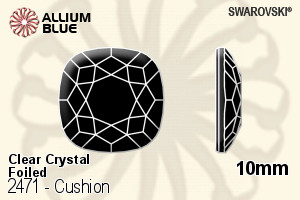 Swarovski Cushion Flat Back No-Hotfix (2471) 10mm - Clear Crystal With Platinum Foiling