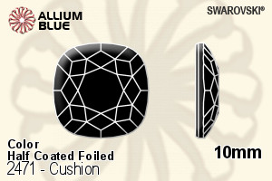 Swarovski Cushion Flat Back No-Hotfix (2471) 10mm - Color (Half Coated) With Platinum Foiling