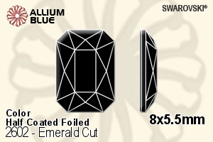 施華洛世奇 Emerald 切工 平底石 (2602) 8x5.5mm - 顏色（半塗層） 白金水銀底