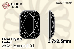 施华洛世奇 Emerald 切工 平底石 (2602) 3.7x2.5mm - 透明白色 白金水银底
