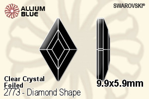 施华洛世奇 Diamond Shape 平底石 (2773) 9.9x5.9mm - 透明白色 白金水银底