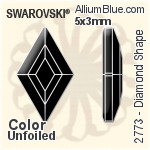 施華洛世奇 Diamond Shape 平底石 (2773) 5x3mm - 白色（半塗層） 白金水銀底