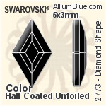 施華洛世奇 Diamond Shape 平底石 (2773) 6.6x3.9mm - 白色（半塗層） 白金水銀底