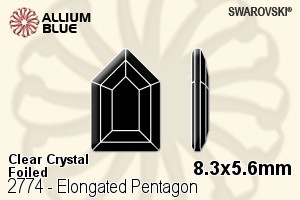 施华洛世奇 Elongated Pentagon 平底石 (2774) 8.3x5.6mm - 透明白色 白金水银底