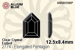 Swarovski Elongated Pentagon Flat Back No-Hotfix (2774) 12.5x8.4mm - Clear Crystal With Platinum Foiling - Click Image to Close
