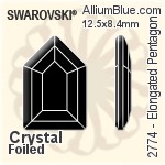 施華洛世奇 Elongated Pentagon 平底石 (2774) 8.3x5.6mm - 顏色 白金水銀底