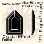 施華洛世奇 Elongated Pentagon 平底石 (2774) 12.5x8.4mm - 顏色 白金水銀底