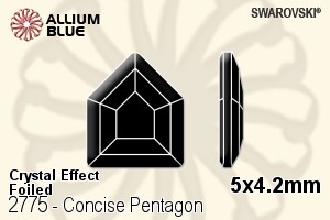 Swarovski Concise Pentagon Flat Back No-Hotfix (2775) 5x4.2mm - Crystal Effect With Platinum Foiling - Click Image to Close