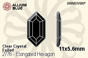 施華洛世奇 Elongated Hexagon 平底石 (2776) 11x5.6mm - 透明白色 白金水銀底 - 關閉視窗 >> 可點擊圖片