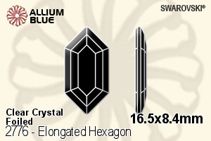 Swarovski Elongated Hexagon Flat Back No-Hotfix (2776) 16.5x8.4mm - Clear Crystal With Platinum Foiling - Haga Click en la Imagen para Cerrar