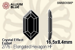 スワロフスキー Elongated Hexagon ラインストーン ホットフィックス (2776) 16.5x8.4mm - クリスタル エフェクト 裏面アルミニウムフォイル - ウインドウを閉じる