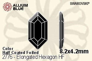 施華洛世奇 Elongated Hexagon 熨底平底石 (2776) 8.2x4.2mm - 顏色（半塗層） 鋁質水銀底 - 關閉視窗 >> 可點擊圖片