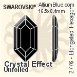 Swarovski Elongated Hexagon Flat Back No-Hotfix (2776) 16.5x8.4mm - Color With Platinum Foiling