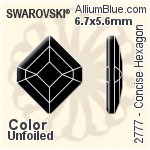 Swarovski Concise Hexagon Flat Back No-Hotfix (2777) 6.7x5.6mm - Clear Crystal With Platinum Foiling