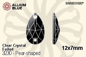 Swarovski Pear-shaped Sew-on Stone (3230) 12x7mm - Clear Crystal With Platinum Foiling - Haga Click en la Imagen para Cerrar
