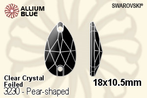 Swarovski Pear-shaped Sew-on Stone (3230) 18x10.5mm - Clear Crystal With Platinum Foiling - Haga Click en la Imagen para Cerrar