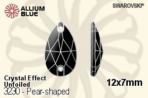 スワロフスキー Pear-shaped ソーオンストーン (3230) 12x7mm - クリスタル エフェクト 裏面にホイル無し