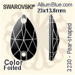施華洛世奇 梨形 手縫石 (3230) 23x13.8mm - 透明白色 白金水銀底