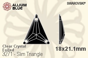 Swarovski Slim Triangle Sew-on Stone (3271) 18x21.1mm - Clear Crystal With Platinum Foiling - Haga Click en la Imagen para Cerrar