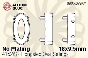 スワロフスキー Elongated Ovalファンシーストーン石座 (4162/S) 18x9.5mm - メッキなし - ウインドウを閉じる