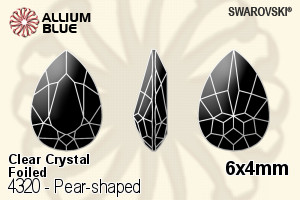 Swarovski Pear-shaped Fancy Stone (4320) 6x4mm - Clear Crystal With Platinum Foiling - Haga Click en la Imagen para Cerrar
