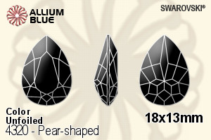 スワロフスキー Pear-shaped ファンシーストーン (4320) 18x13mm - カラー 裏面にホイル無し - ウインドウを閉じる