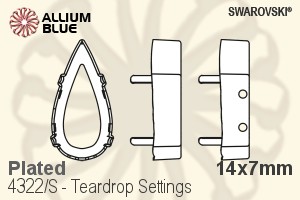 Swarovski Teardrop Settings (4322/S) 14x7mm - Plated - Click Image to Close