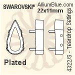 Swarovski Teardrop Settings (4322/S) 30x15mm - Plated