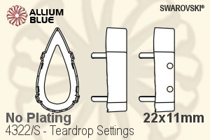 Swarovski Teardrop Settings (4322/S) 22x11mm - No Plating - Click Image to Close