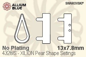 スワロフスキー XILION Pear Shapeファンシーストーン石座 (4328/S) 13x7.8mm - メッキなし - ウインドウを閉じる
