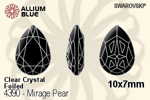 Swarovski Mirage Pear Fancy Stone (4390) 10x7mm - Clear Crystal With Platinum Foiling - Click Image to Close