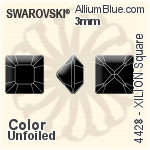 施華洛世奇XILION施亮正方形 花式石 (4428) 3mm - 白色（半塗層） 白金水銀底
