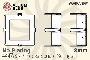 Swarovski Princess Square Settings (4447/S) 8mm - No Plating - Click Image to Close