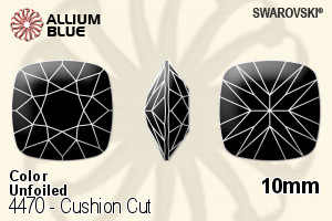 スワロフスキー Cushion カット ファンシーストーン (4470) 10mm - カラー 裏面にホイル無し - ウインドウを閉じる