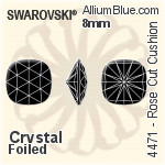 スワロフスキー Rose カット Cushion ファンシーストーン (4471) 8mm - クリスタル 裏面プラチナフォイル