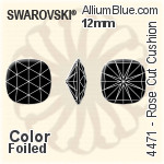 スワロフスキー Rose カット Cushion ファンシーストーン (4471) 10mm - カラー（ハーフ　コーティング） 裏面にホイル無し