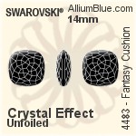 Swarovski Fantasy Cushion Fancy Stone (4483) 14mm - Clear Crystal With Platinum Foiling