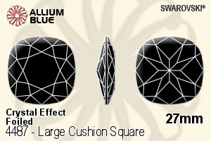 施華洛世奇 Large Cushion 正方形 花式石 (4487) 27mm - 白色（半塗層） 白金水銀底